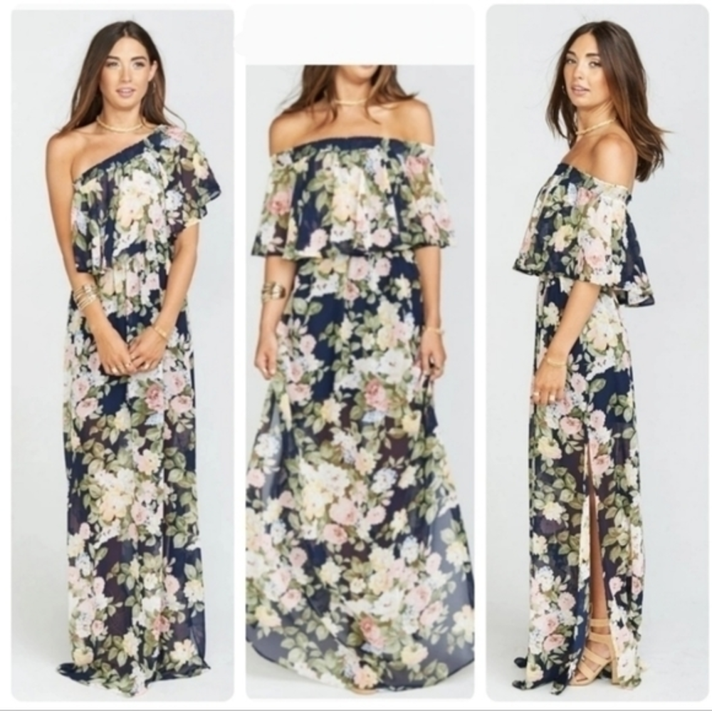 Show me your mumu hacienda‎ cold shoulder maxi floral dress size sm